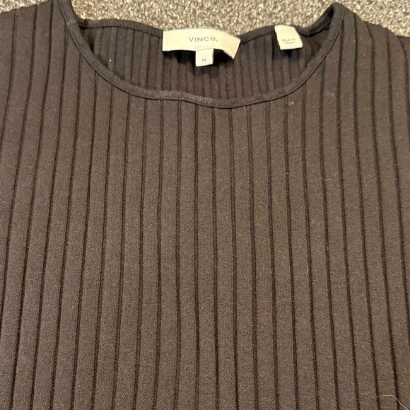 Vince Black Ribbed Short Sleeve Top - size XL - Picture 4 of 5